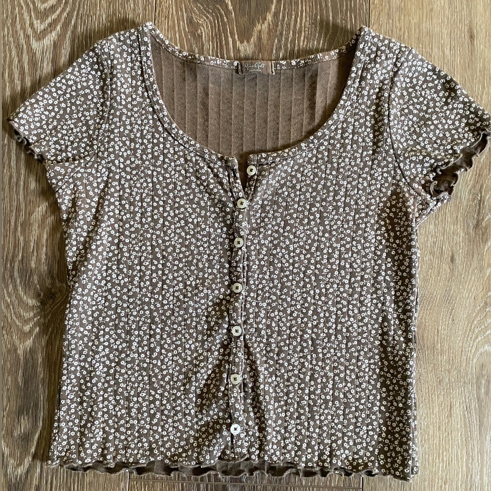 John Galt zelly top, brown floral